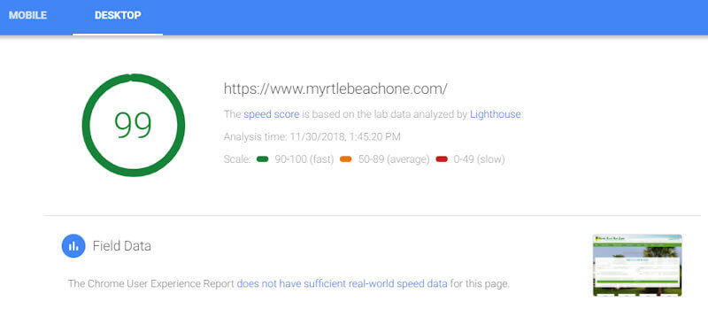 Improved Page Speed Hosting Test