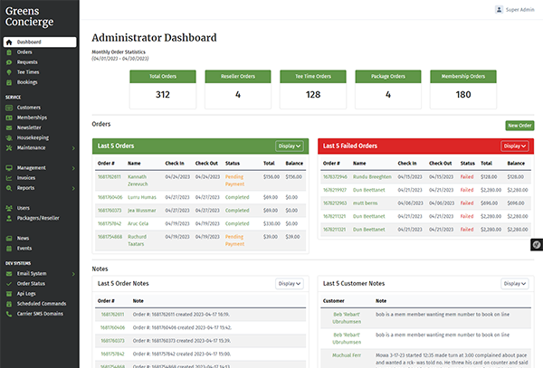 Golf Course Management Software, Orders and GCRM.